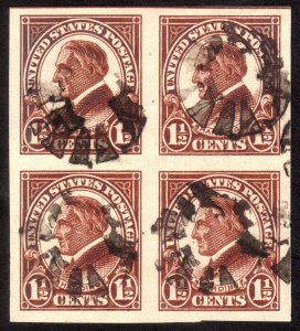 1926, US 1 1/2c, Harding, Used block of 4, Sc 631