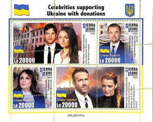 A9284-SIERRA LEONE-ERROR MISPERF Stamp Sheet 2022 Celebrities Supporting Ukraine-