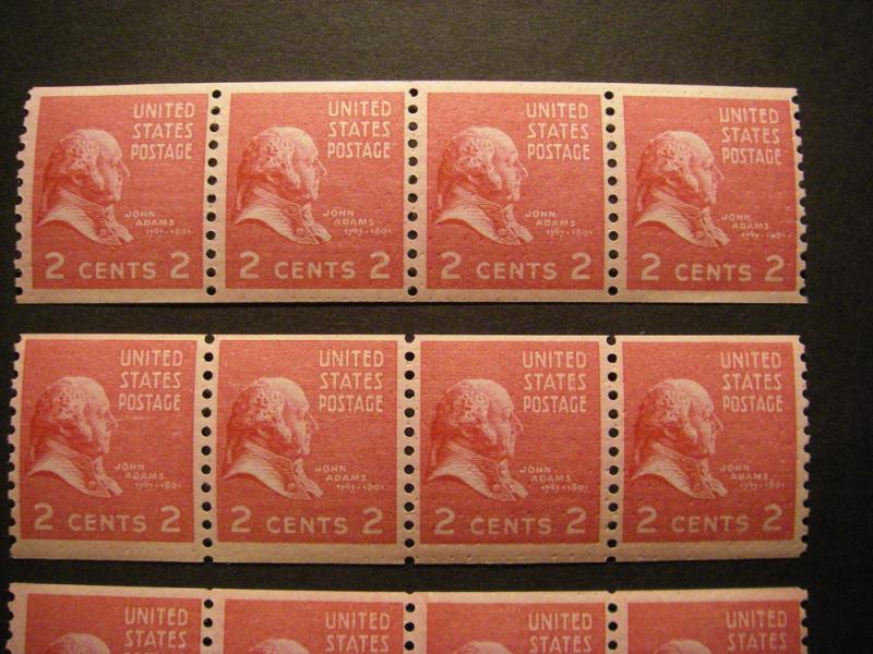 PREXIE Coil Pair, Scott 841, 2c Adams, MNH strip of 4