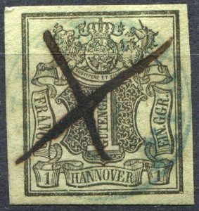 Hanover   Sc.#  1  used  authenticated one cancel and one Hand Cancel