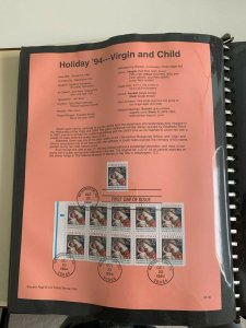 USPS Souvenir Page Scott 2871, 1994 holiday 94 virgin and child stamps