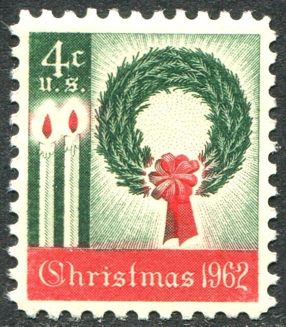 1205 4c Christmas Wreath and Candles Mint NH VF