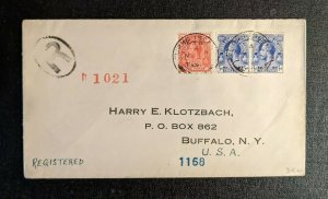 1927 Turk and Caicos Islands Registered Cover to Buffalo NY War Tax Overprint