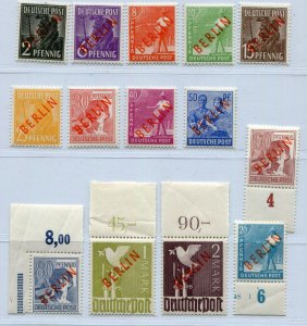 GERMANY BERLIN 1949 9N21-9N34 RED OVERPRINTS PERFECT MNH 2