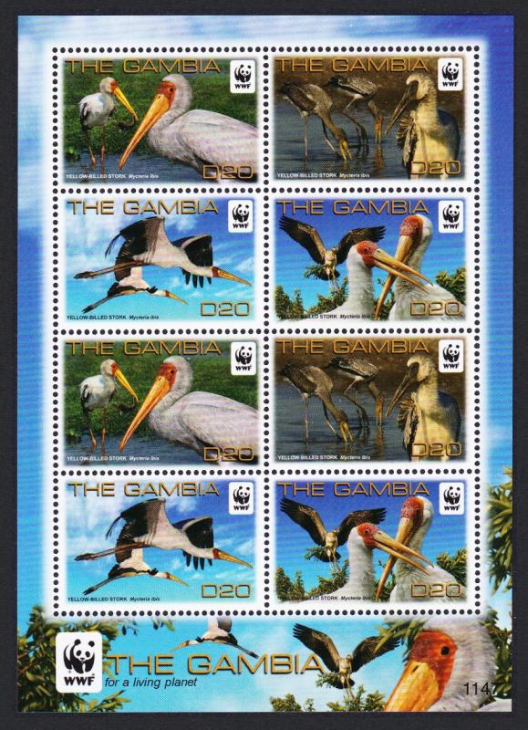 Gambia Birds WWF Yellow-billed Stork Sheetlet of 2