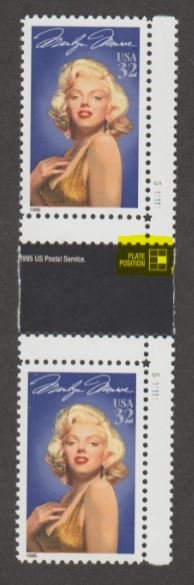 U.S. Scott #2967 Marilyn Monroe Stamps - Mint NH Horizontal Gutter Pair-MR Plate