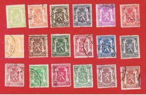 Belgium #265-282   VF used   Coat of Arms    Free S/H