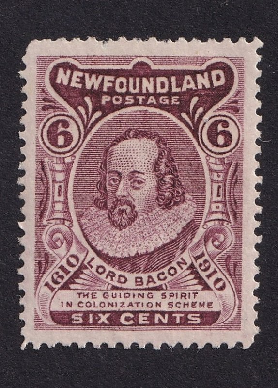 Newfoundland, Scott 98, Mint LH,  Short Perfs UL,  John Guy Issue, Lord Bacon