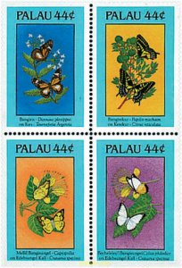 5512 MNH PALAU 1988 MARIPOSAS Y FLORES