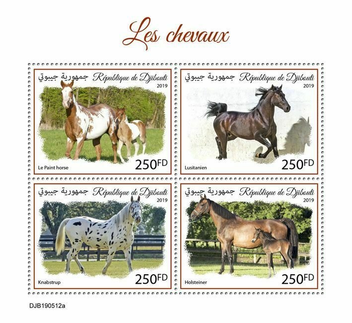 Z08 IMPERF DJB190512a DJIBOUTI 2019 Horses MNH ** Postfrisch