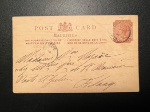 1893 British Mauritius Postcard Cover Curepipe to Thaleg