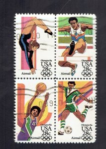 US SCOTT#C101-104 1983 28c SUMMER OLYMPICS BLOCK [4] - USED