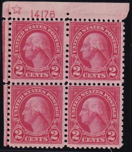 US 579 Mint NH F-VF UL Plate Block Of 4 Unusually Nice - Overcut At Left