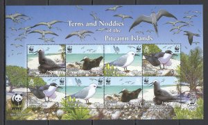 Ft102 2007 Pitcairn Islands Wwf Birds Terns & Noddies Fauna #717-20 1Kb Mnh