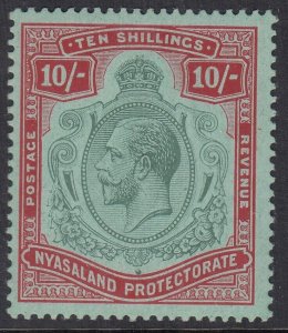 SG 96 Nyasaland Protectorate 1913. 10/- pale green & deep scarlet. A pristine...