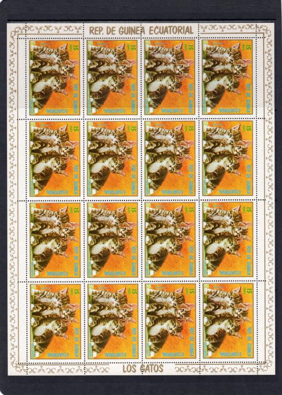 Equatorial Guinea 1976 Mi#1016/1022 CATS 7 Mini-Sheetlets Perforated Unfolded