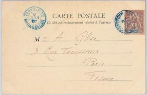 MADAGASCAR -  POSTAL HISTORY: POSTCARD to FRANCE 1902 - TANANARIVE