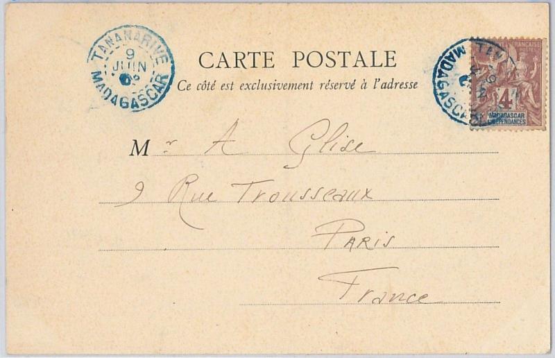 MADAGASCAR -  POSTAL HISTORY: POSTCARD to FRANCE 1902 - TANANARIVE