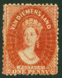 SG 80 Tasmania 1863-71. 1d brick-red. A fresh mint without gum example CAT £180