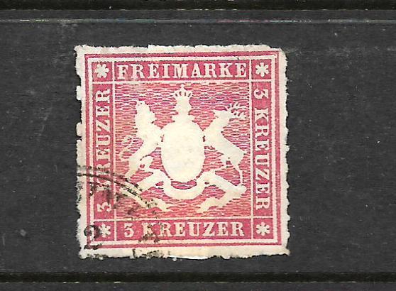 WURTTEMBERG  1865-68   3K   ROSE   FU   ROUL   SG 62