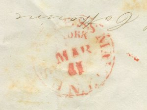 1 Franklin Imperf Used on 1850 US Express Mail Cover NY to Nashua NH (Cv 805)