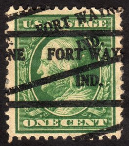 1908, US 1c, Multiple precancel on Both sides, Used, Well centered, Sc 331
