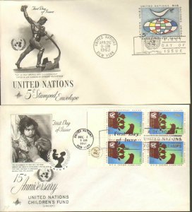 United Nations First Day Covers (7) ;  Various Subjects