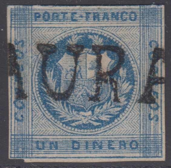 PERU 1860-61 Sc 9c USED BY THE MOST SCARCE HUAURA S/L CANCEL SCV$22.50 + €125