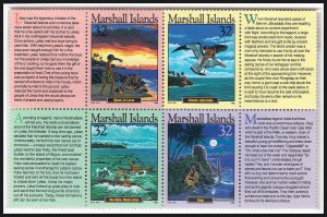 MARSHALL ISLANDS - 1996 LEGENDS OF THE ISLANDS - SE-TENANT BLOCK 4V MNH