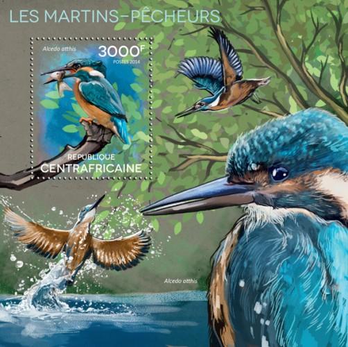 CENTRAFRICAINE 2014 SHEET KINGFISHERS BIRDS