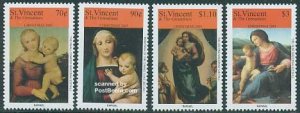 Saint Vincent 2005, Christmas 4v, Raphael paintings, MNH