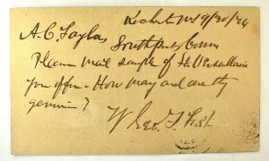 US POSTAL CARD SCOTT #UX3 SMALL WATERMARK HANDWRITTEN, 1873