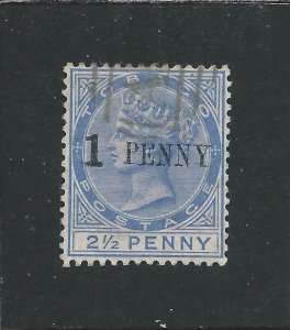 TOBAGO 1886-89 1d on 2½d DULL BLUE FIGURE FURTHER FROM WORD FU SG 29a CAT £90