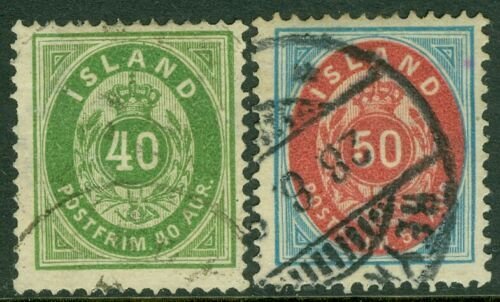 EDW1949SELL : ICELAND 1892 Scott #19-20 Both Very Fine, Used. Catalog $315.00. 