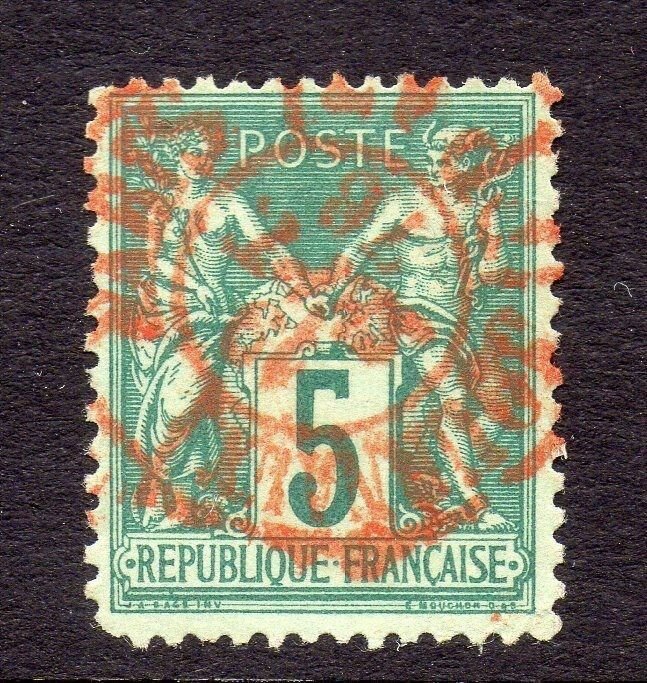 France 1870s Classic Sage Issue 5c. Fine Rouge Journal Postmark 111227