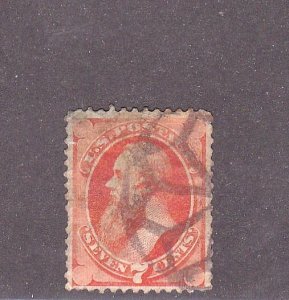 US 19th c  7c used Banknote #160, great fancy cancel   (103C)