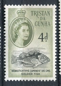 TRISTAN DA CUNHA; 1950s early QEII Pictorial issue fine Mint hinged 4d. value