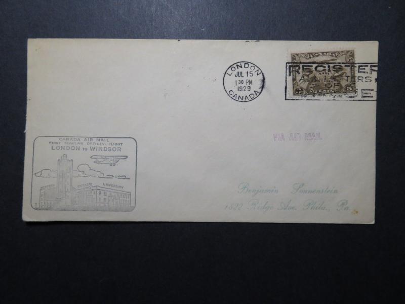 Canada 1929 London to Windsor First Flight Cover - Z11222