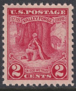 Sc# 645 U.S. 1928 Valley Forge, Washington at Prayer XF 2¢ issue MNH CV $1.80 