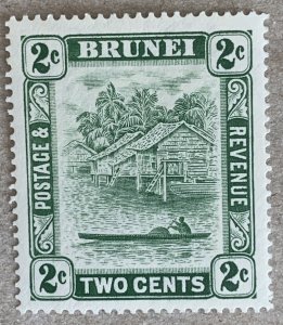 Brunei 1933 2c green,  unused.  Scott 45,  CV $2.40.   SG 62