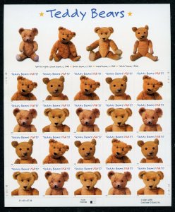 US Scott 3653-3656 Teddy Bears Sheet of 20 