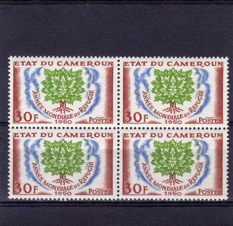 Cameroun 1960 Sc#338  WRY Uprooted Oak Block of 4 MNH VF