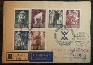 1947 Vienna Austria First Day Cover FDC To New York USA Interna Fair Sc #B218-23