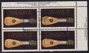 Canada - 1981 - Scott #878 - used plate block - Music Instrument Mandora