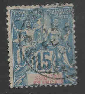 French Sudan Scott 9 Used on quadrile paper