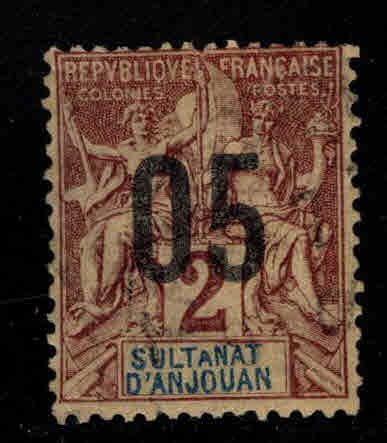 Sultant d'Anjouan Scott 20 surcharged MH* stamp