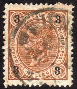 1899, Austria 3h, Franz Joseph, Used, Sc 72