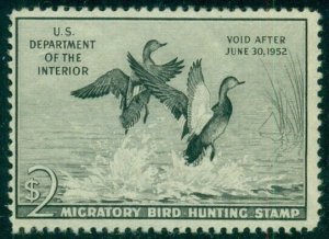 US #RW18, $2.00 Gadwall Ducks, og, NH