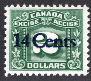 van Dam FX120, 14 on $2 green, MLH, overprint on  Three Leaf Excise Canada