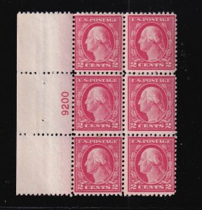 1917 Washington Sc 499 MNH 2c, nice full original gum OG, plate block of 6 (1J